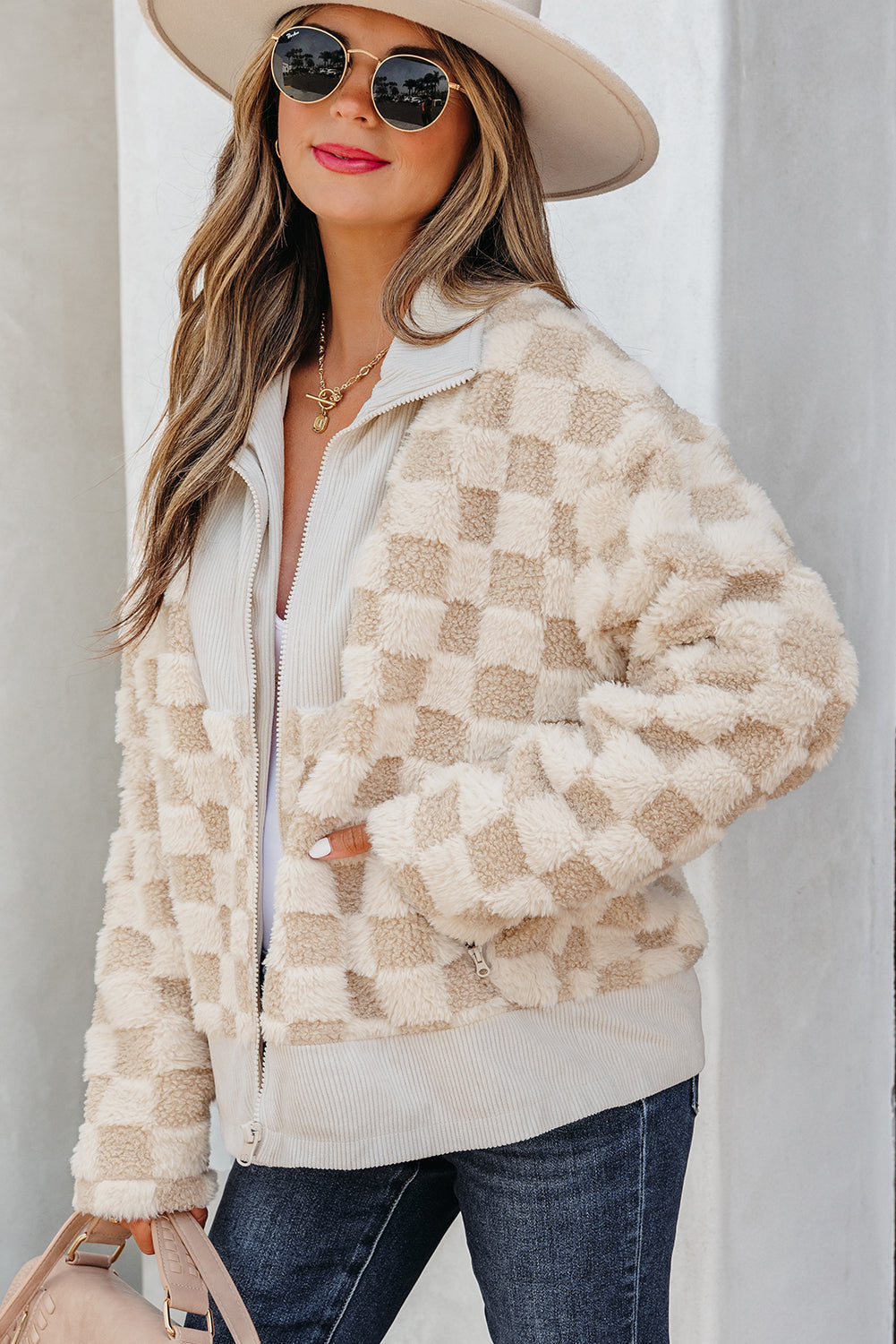 Threaded Pear Emily Zip Up Collared Jacket