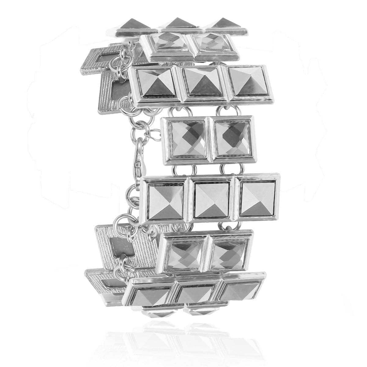 Crystal & Silvertone Square Bracelet
