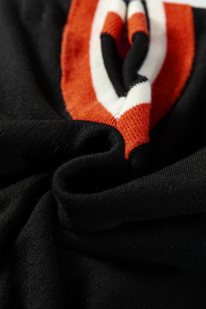 Threaded Pear Scarlett Striped Trim Varsity Sweater