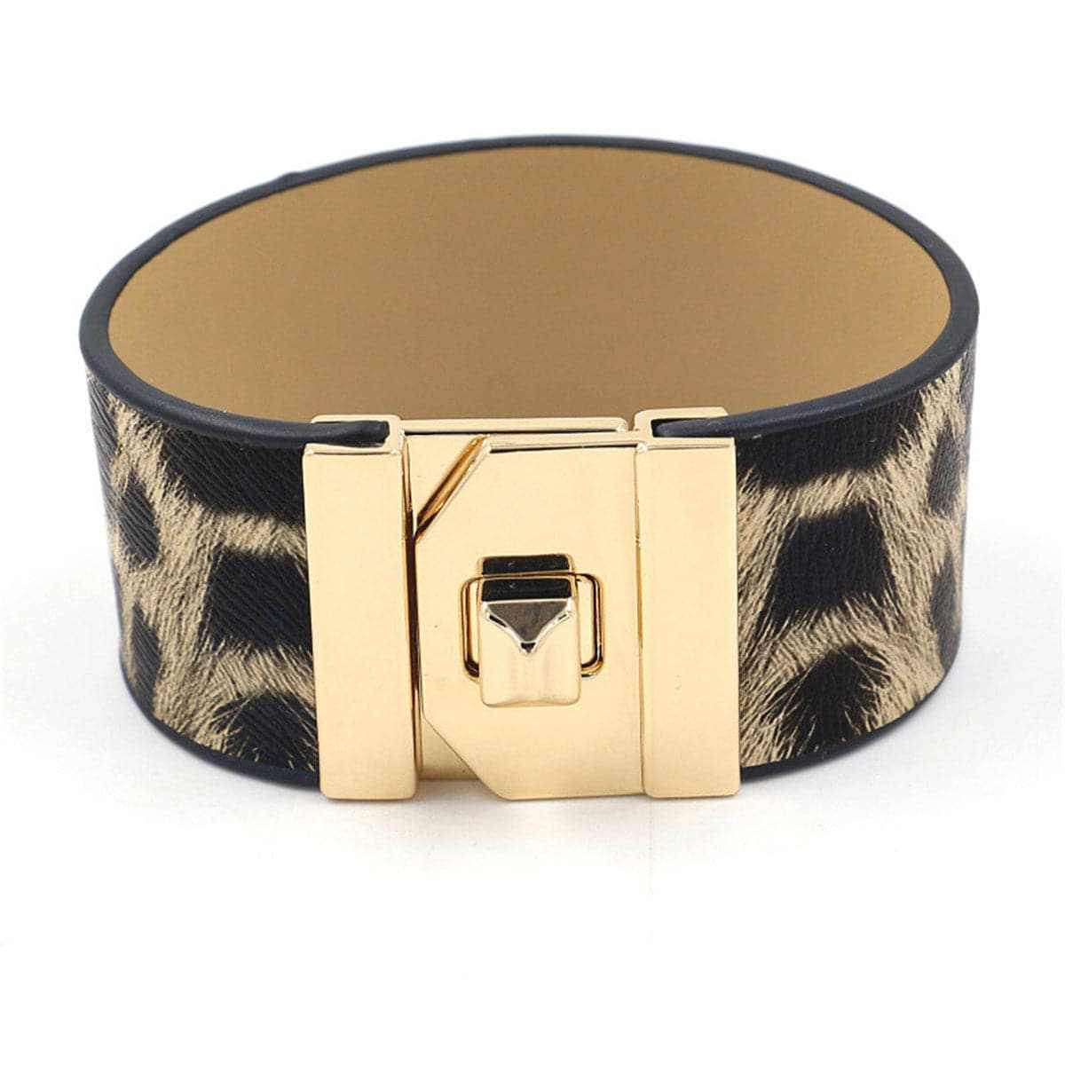 Polystyrene & Goldtone Leopard Bracelet