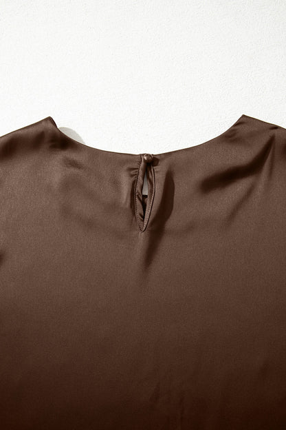 Threaded Pear Saige Short Sleeve Satin Top