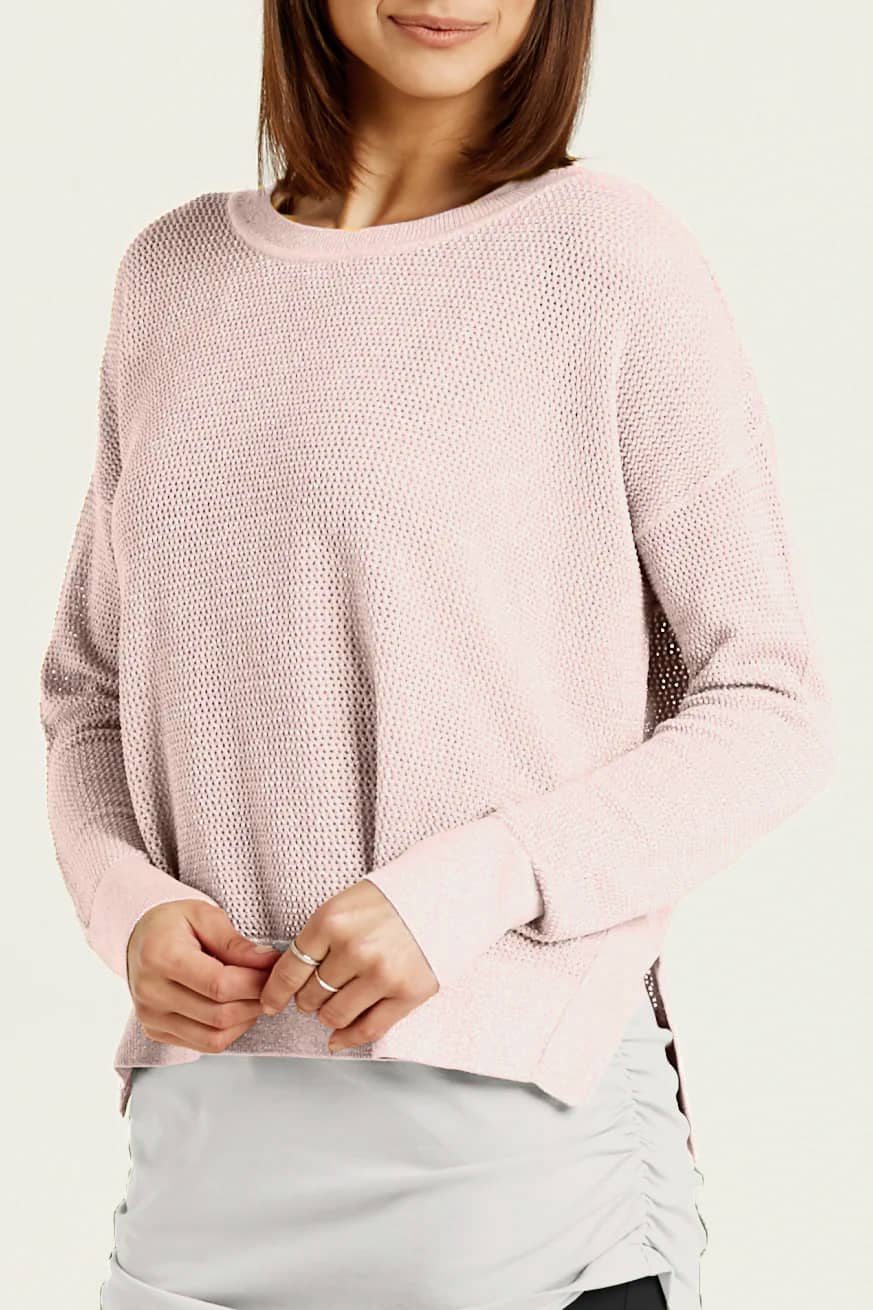 Pima Cotton Metallic Mini Seed Stitch - Blush/Silver