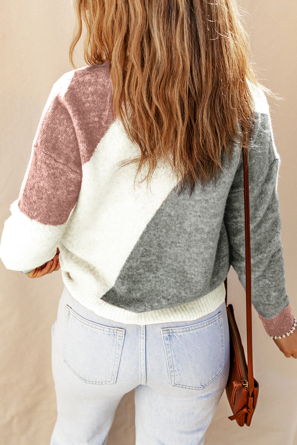 Threaded Pear Nicole Ribbed Trim Round Neck Sweater