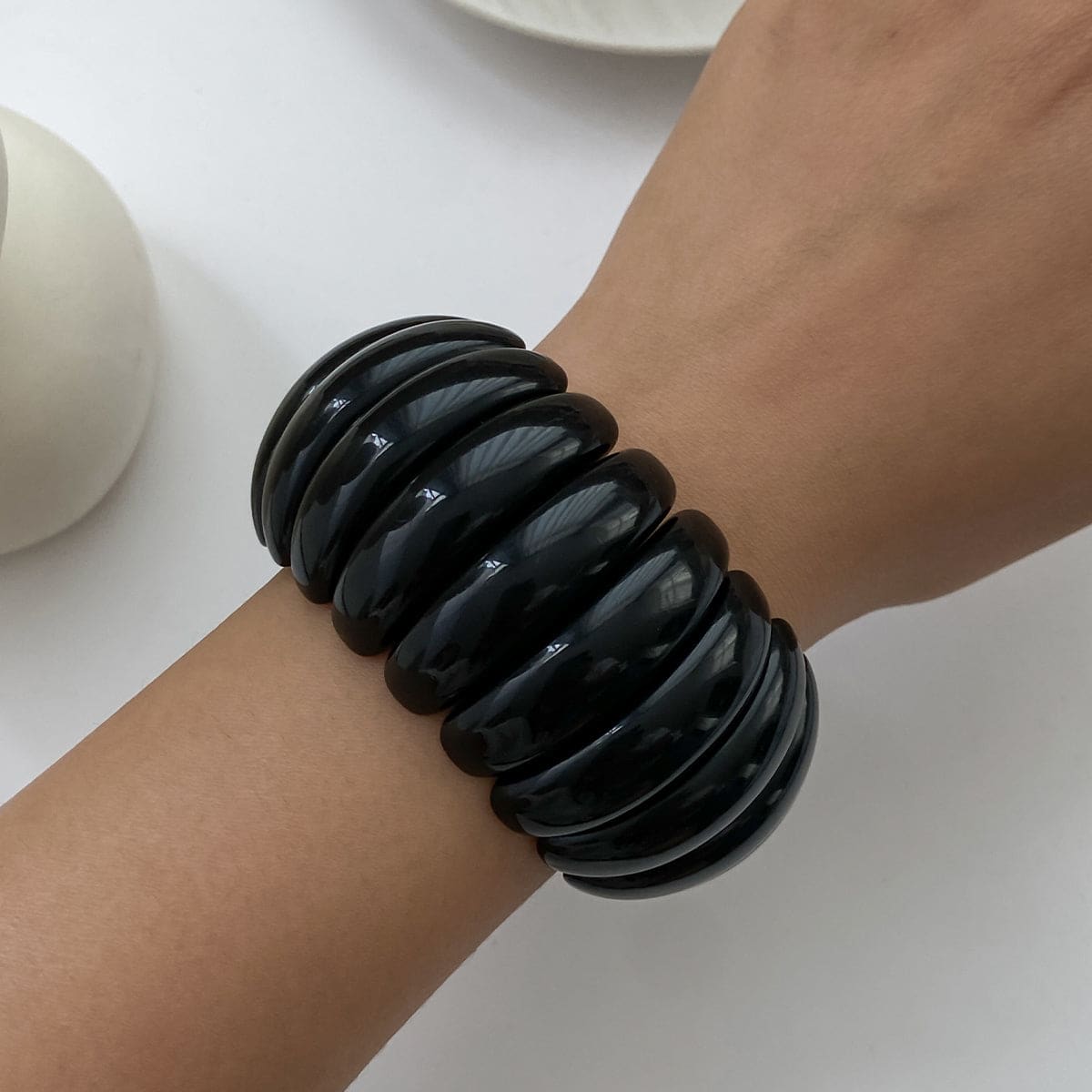 Black Resin Tire Stretch Bracelet