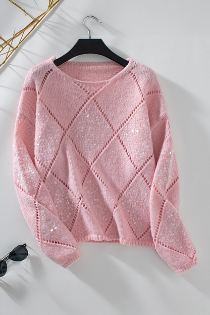 Threaded Pear Amelia Pattern Sequin Detail Sweater