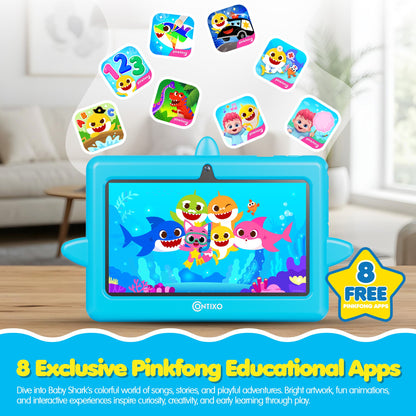Pinkfong Baby Shark A8 7” Kids Tablet by Contixo | Android 16, 32GB