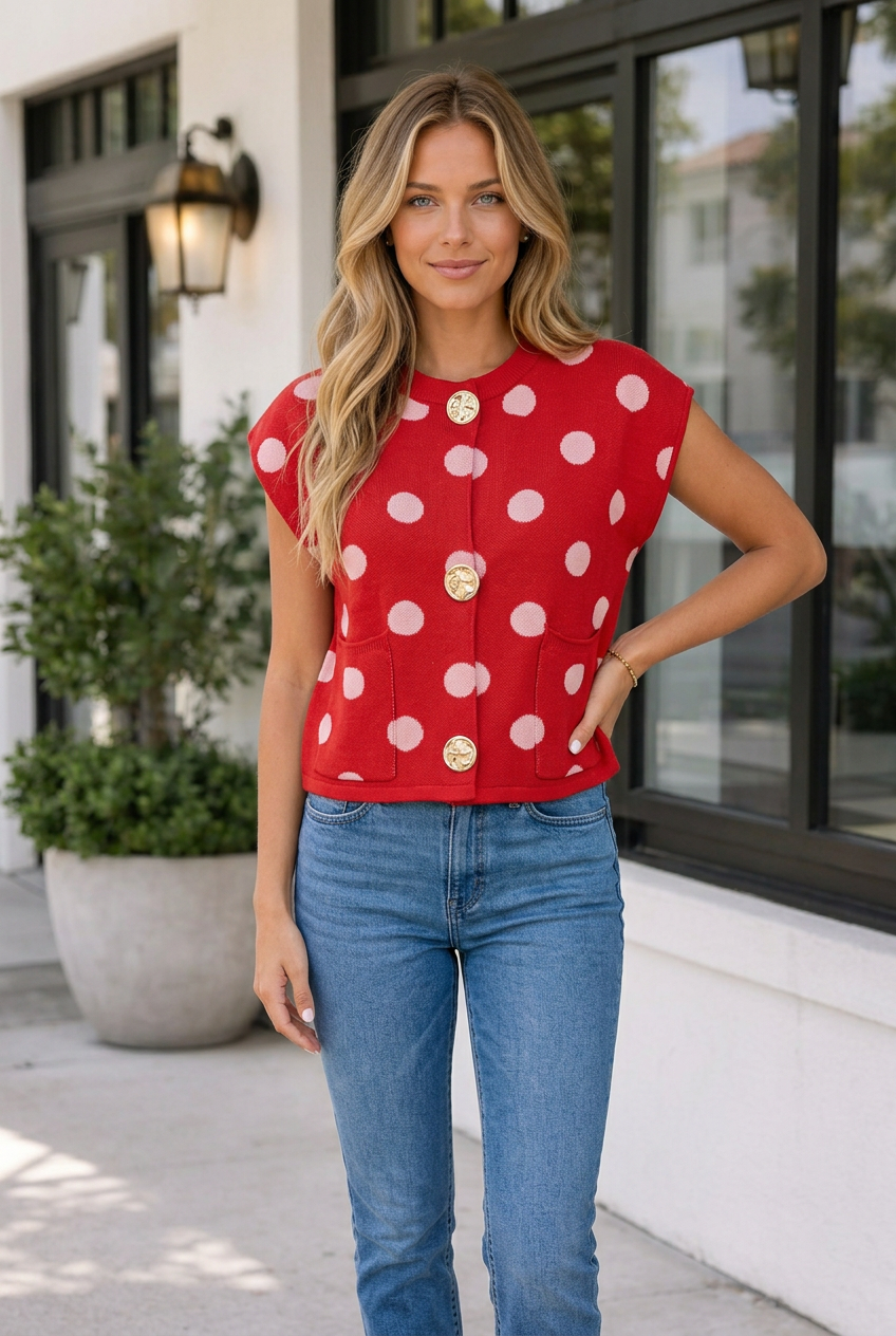Shirley Knit Drop Shoulder Sweater - L - 12/14 / Red