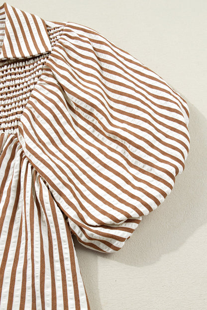 Threaded Pear Lina Short Puff Sleeve Blouse