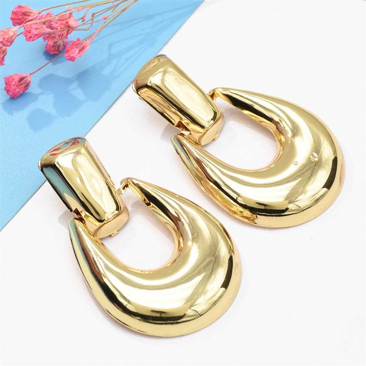 Goldtone Door Catch Drop Earrings