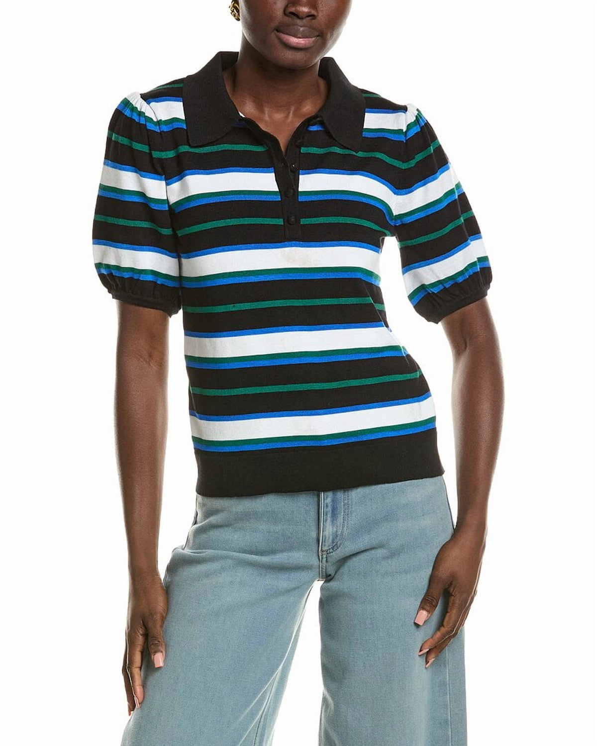 BLACK WITH GREEN BLUE AND WHIT-