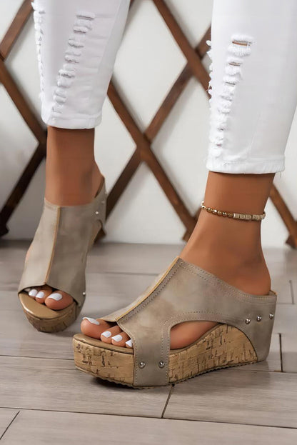 Threaded Pear Gianna Pu Leather Wedge Slippers