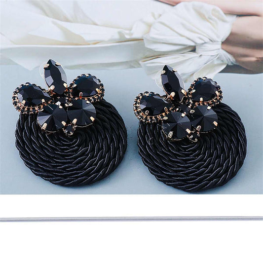 Black Crystal & Cubic Zirconia Butterfly Drop Earrings