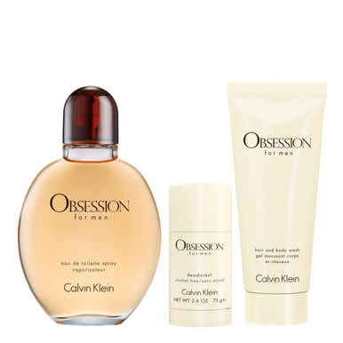 Calvin Klein Obsession 3 Pcs Set For Men: 4.2 Eau De Toilette Spray + 2.6 Deodorant Stick + 3.3 Body Wash