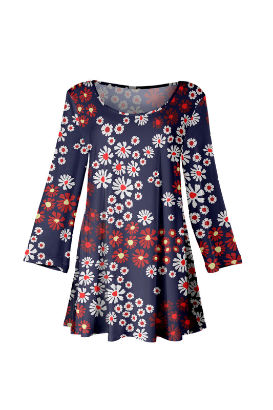 Navy and Red Floral-