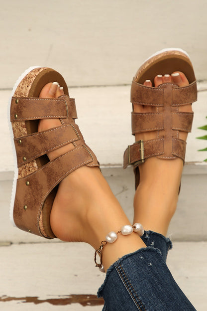 Threaded Pear Melody Cork Wedge Platform Sandals