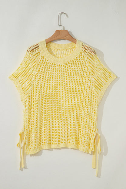 Threaded Pear Celine Tied Short Sleeve Sweater