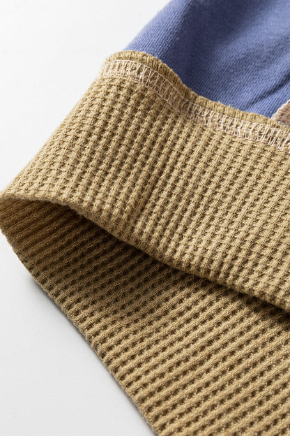 Threaded Pear Alaina Waffle Patchwork Oversize Sweatshirt