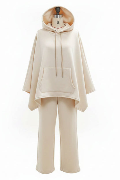 Women's Cape-Sleeve Hoodie & Wide-Leg Pants Resort Set
