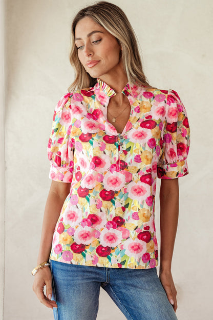Threaded Pear Charleigh Puff Short Sleeve Blouse