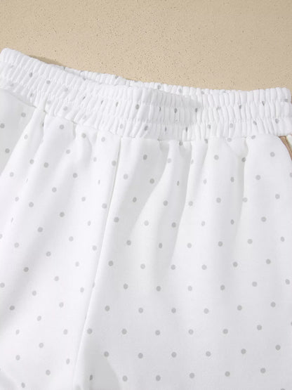 Polka Dot Long Sleeve Sweatshirt and Shorts Set