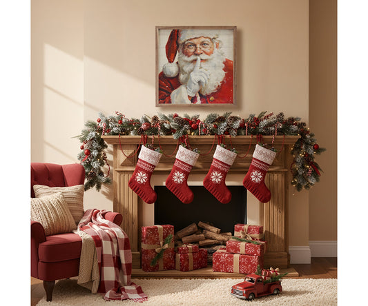 Kendrick Home Shh Santa Claus White BG