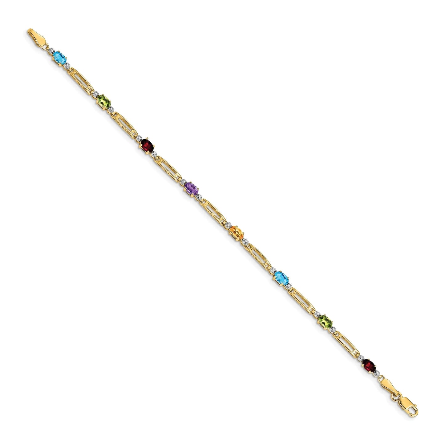 Genuine Rainbow Diamond Bracelet 10K Gold