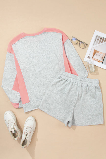 Threaded Pear Charlie Raw Hem Pullover and Casual Shorts Set