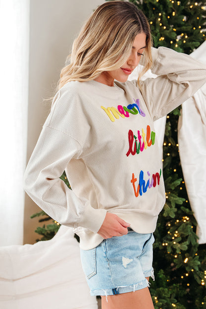 Threaded Pear Sylevi Graphic Ribbed Loose Sweatshirt