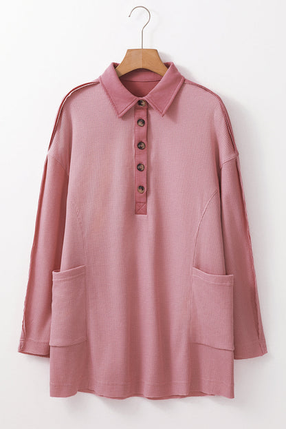 Threaded Pear Arianna Waffle Half Button Top.