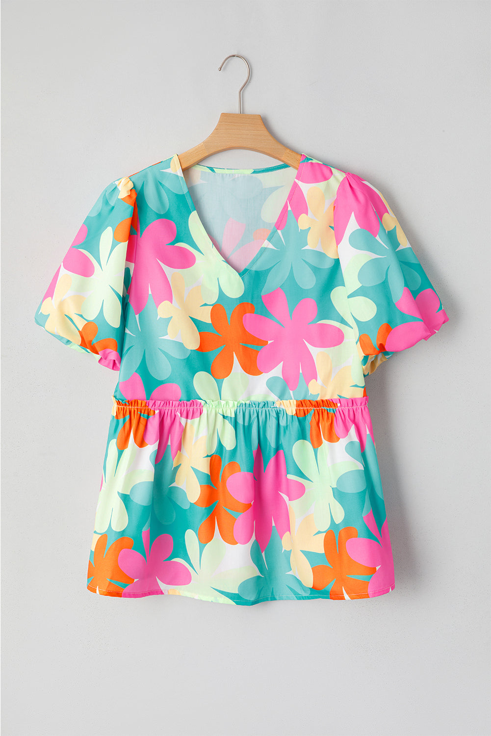 Threaded Pear Kathryn Bubble Sleeve Peplum Blouse