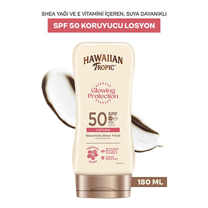 Hawaiian Tropic Glowing Protection SPF 50 Sunscreen Lotion - UVA/UVB, Vegan & Cruelty-Free, Moisturizing - 6.09 fl oz