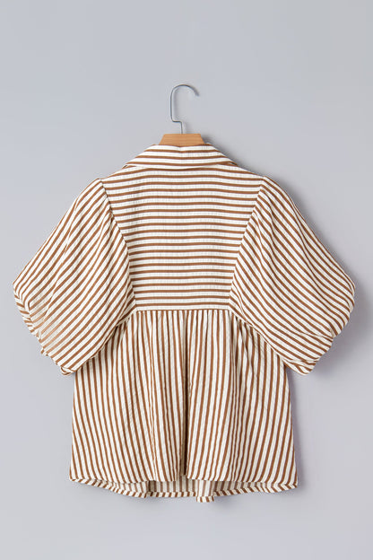 Threaded Pear Lina Short Puff Sleeve Blouse