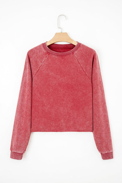 Threaded Pear Liberty Raw Hem Crop Sweatshirt
