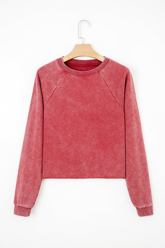 Threaded Pear Liberty Raw Hem Crop Sweatshirt