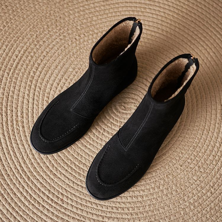 fleece lined dress boots Women's Fleece-Lined Ankle Boots Comfort Round Toe Side Zip Warm Winter  Bootie