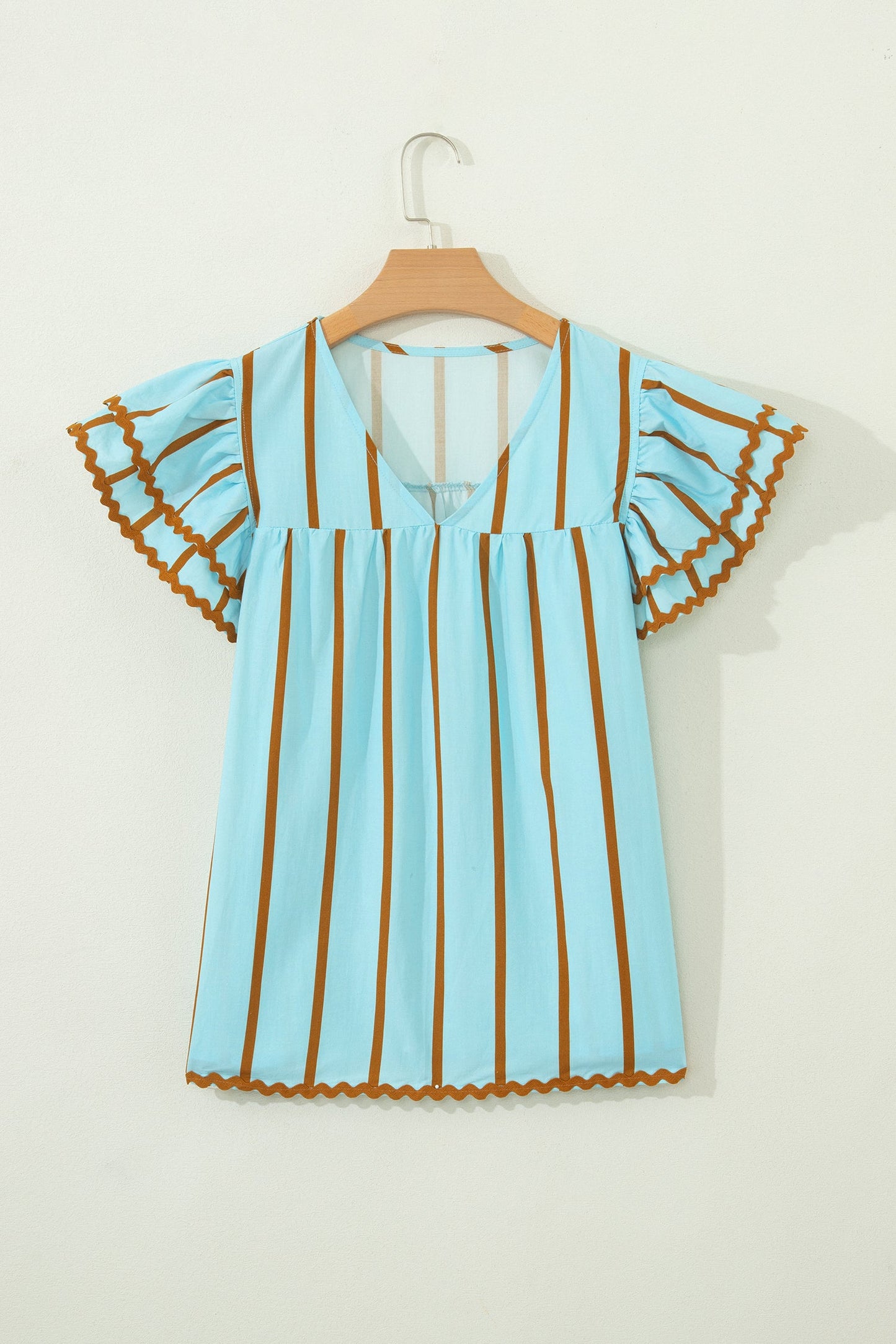 Threaded Pear Malaysia Ruffled Short Sleeve Blouse