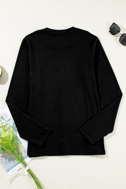 Threaded Pear Judith Solid Exposed Seam Long Sleeve Top