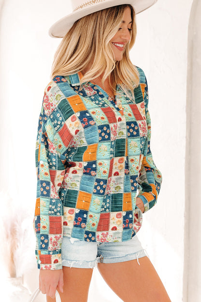 Threaded Pear Zyla Up Sleeve Shift Blouse