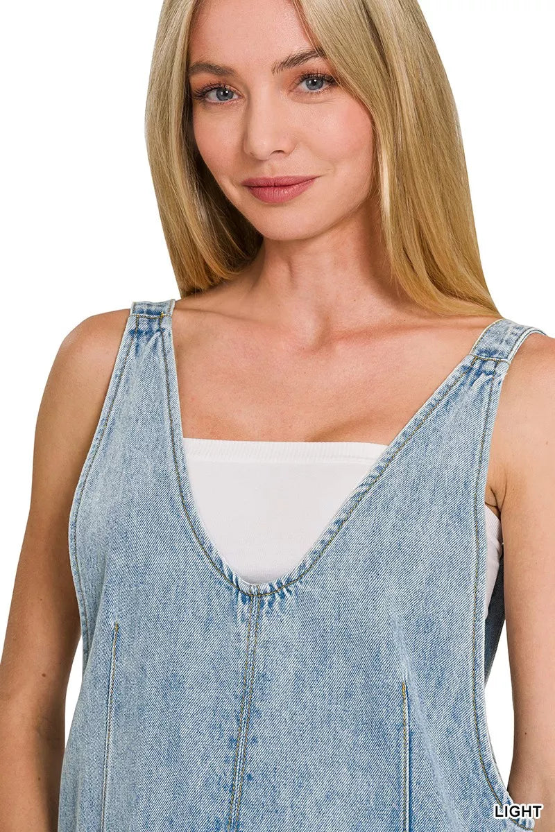 Zenana Denim Short Overalls