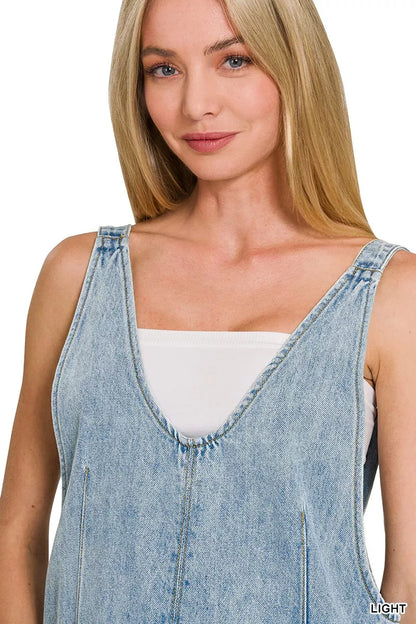 Zenana Denim Short Overalls