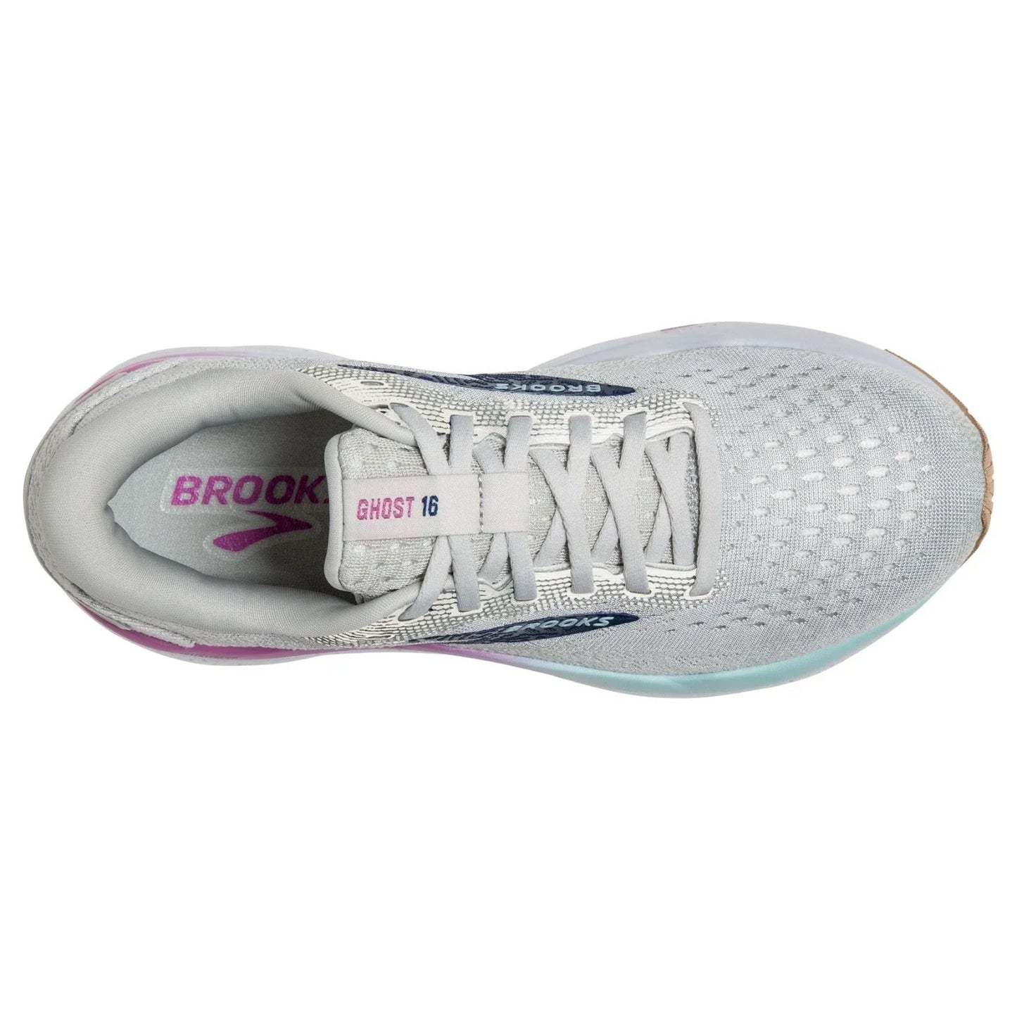 Brooks Ghost 16 Women's Sneakers — White/Gray/Blue Running