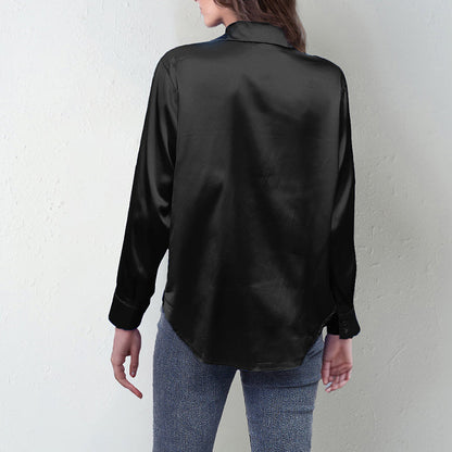 Women’s Satin Lapel Button-Down Blouse