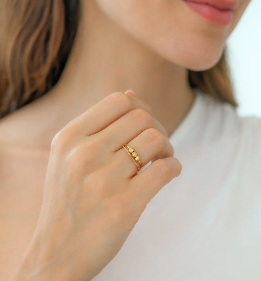 Mint & Lily Dainty Stackable Beaded Fidget Ring Set
