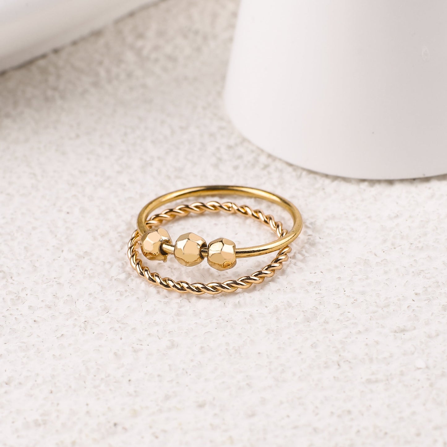 Mint & Lily Dainty Stackable Beaded Fidget Ring Set