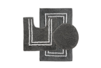 St Mary's Tufted 3 Piece Cotton Bath Rug Set With Lid