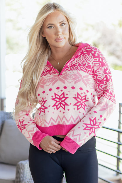 Threaded Pear Mila Quarter Zip Collard Sweater