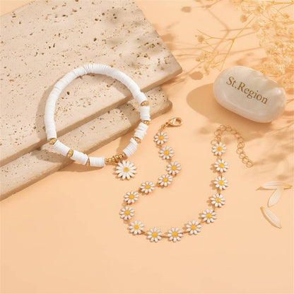 Enamel & Polymer Clay Goldtone Mum Stations Chain Anklet Set