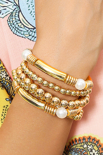 Threaded Pear Zoe Plated Beaded Bracelet Set