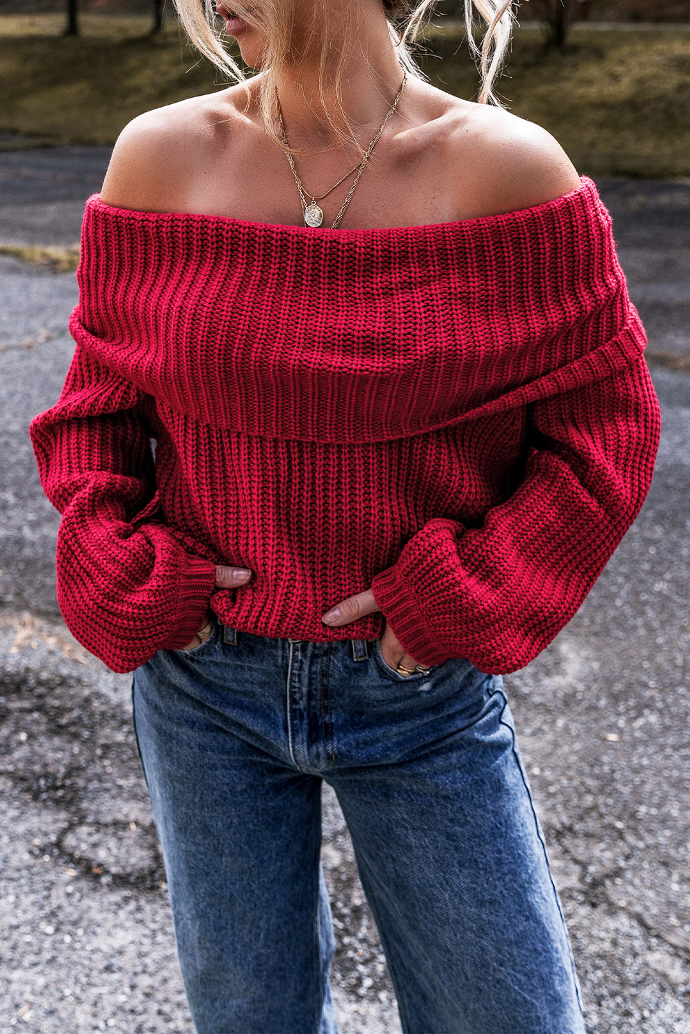 Threaded Pear Eleanor the Shoulder Knit Sweater