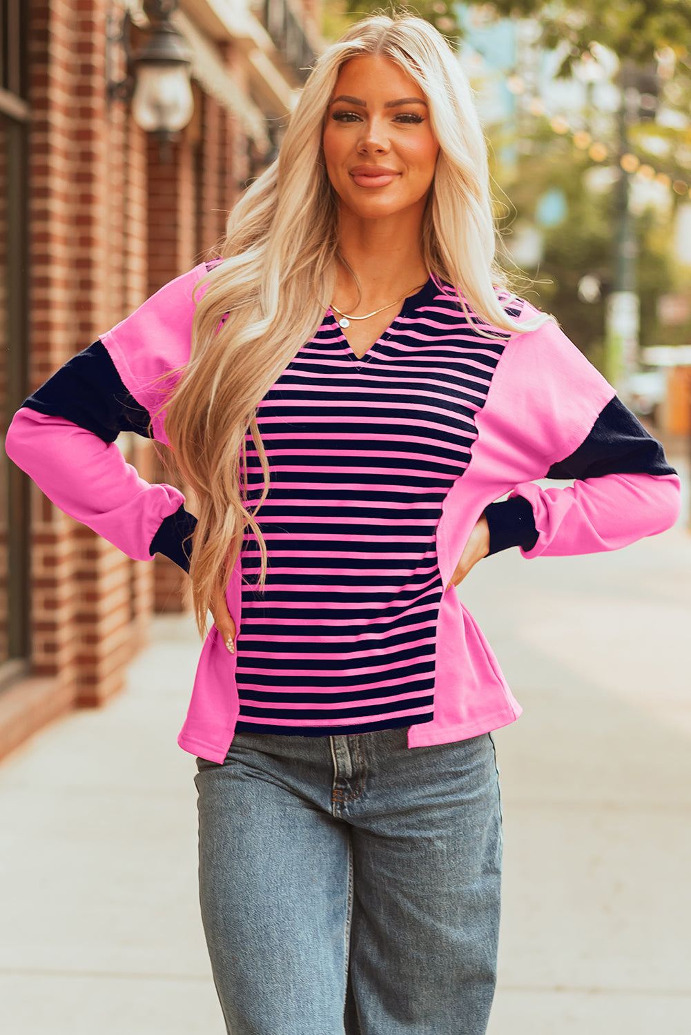 Threaded Pear Haven Stripe Loose Fit Long Sleeve Top
